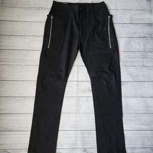Men's Water Resistant Black Pants With Zipper Pockets